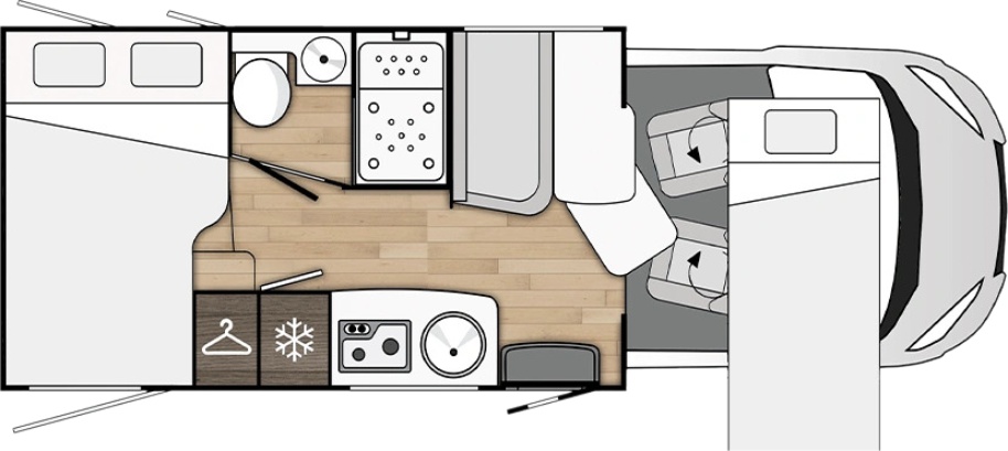 Grundriss Wohnmobil Teilintegriert von Bresler Caravan